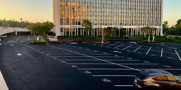 A beautiful parking space with a beautiful work of pavement