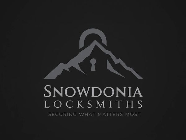 Logo of Snowdonia Locksmiths featuring a mountain and lock keyhole.