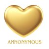 Shiny golden heart with the word 'ANNONYMOUS' beneath it on a white background.
