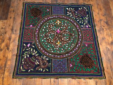 Shipibo Icaro Tapestry woven with the aid of Piri Piri and the visionary medicine of Ayahuasca
