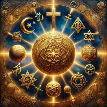 A composition depicting the unity of world religious symbolism