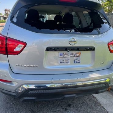 Broken auto back window