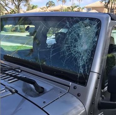 Cracked auto windshield