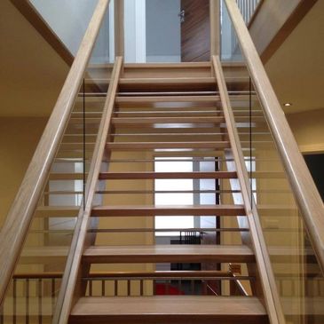Open riser timber staircase