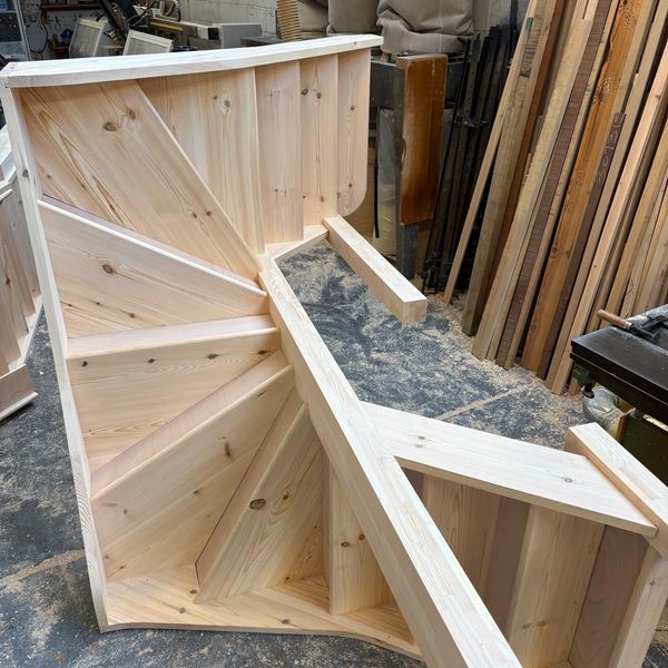 Bespoke closed string double winder staircase in pine