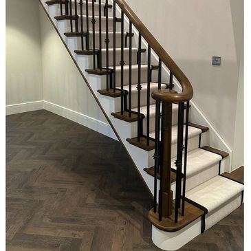 Standard cut string timber staircase