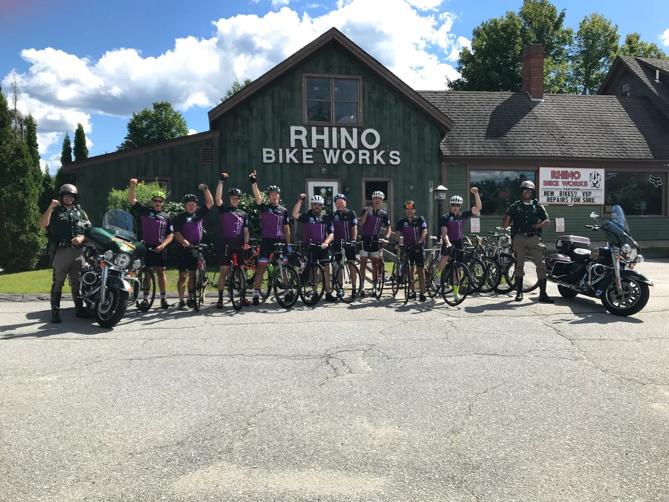 Highs and Lows Tour 2023 300-mile finishers with NH State Troopers