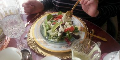 fresh salad on fine dining plate