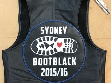 Sydney Bootblack patch sewn on by Nikki Goldspink Punkuture 