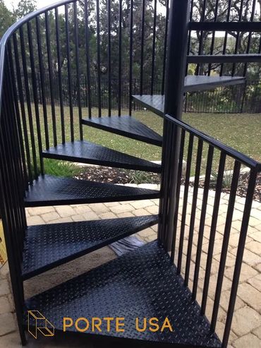 Spiral metal stairs by Porte USA