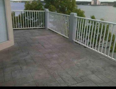 Condo Patio in Osage beach Regatta bay Condos .Resurfaced Decorative Concrete  by rocksolid concrete