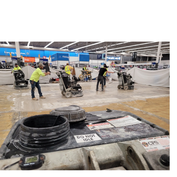 polishing and cutting walmarts flooring for polished concrete