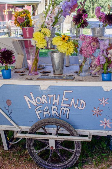 Fresh flowers at the North End Farm farm stand on Salt Spring Island