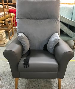 Riccione Cushion back chair, adapted with a higher back, added side cushions and fixed strap.