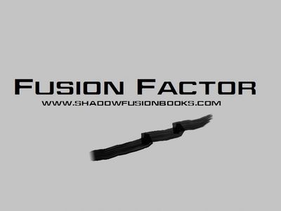Fusion Factor, www.shadowfusionbooks.com, with diagonal wavy marker strip