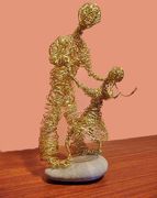 "Dancing With Daddy" brass wire sculpture