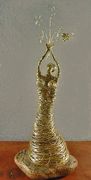 "Goddess Bestowing Gifts" brass sculpture