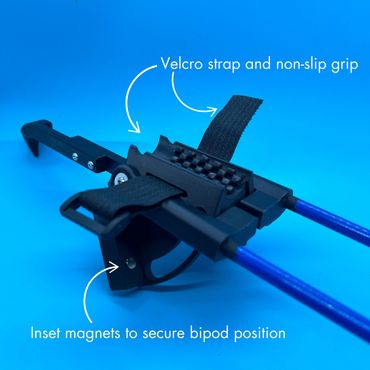 3D Printed trigger activated bi-pod leg system for metal detectors