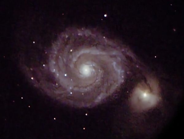 Whirlpool Galaxy (Messier 51), as seen through our Celetron 11SCT via he Pegasus Smarteye