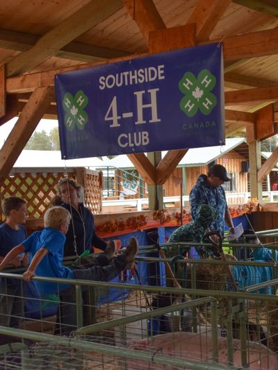 Youth members engage in activities under a Southside 4-H Club banner.