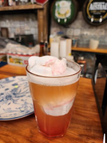 This drink is called terremoto which means earthquake. Earthquakes are common in Chile