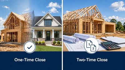 Comparison of one-time close and two-time close home construction loans.