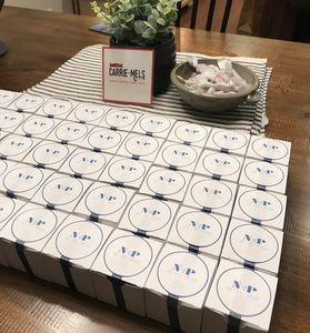 Party favors full of homemade caramels.