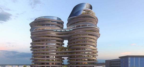 Futuristic twin tower hotel design