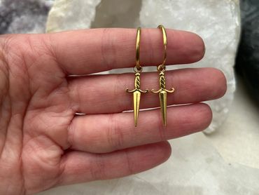 Gold dagger earrings