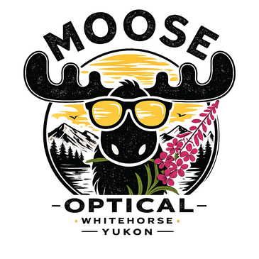 A cool moose wearing sunglasses with a mountain and sunset background.