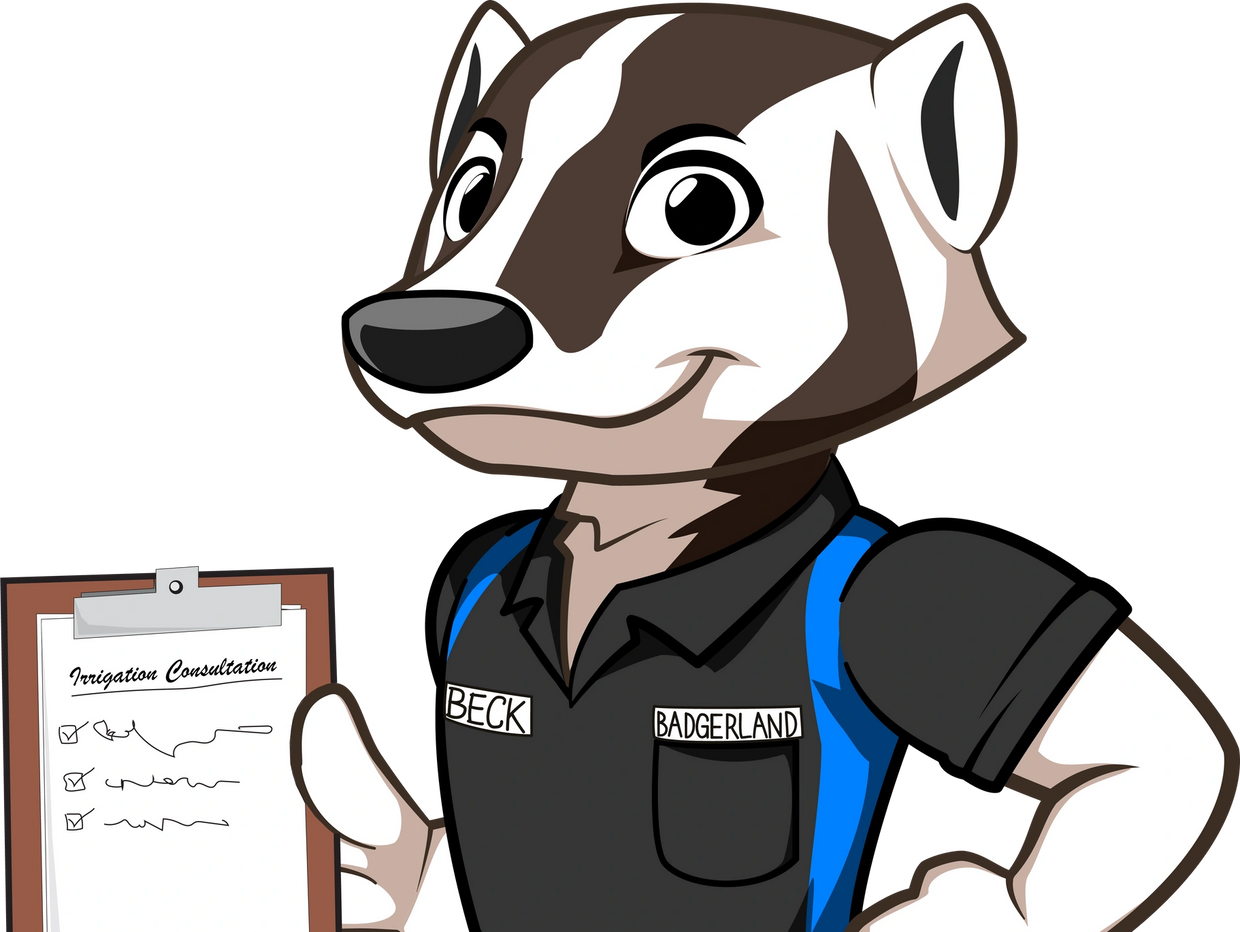 Beck the badger holding a consultation form