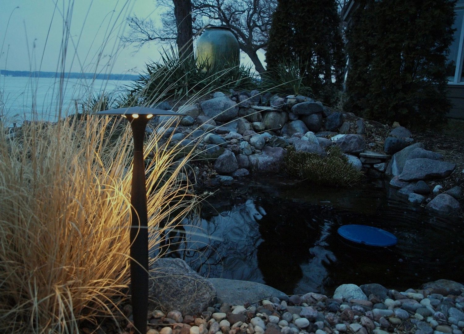 Landscape Lighting Path light along pond