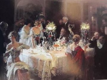 The End Of The Dinner. Old Masters. Print On Demand.