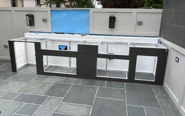 framed outdoor kitchen