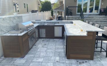 u-shaped finished outdoor kitchen