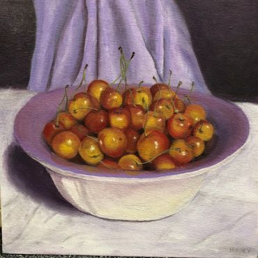 Oil Painting by Hooey Wilks
"Bowl Full of Cherries"
12x12