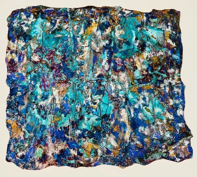 VERDIGRIS  # 77 - Verdigris crushed copper foil with oil, volcanic particles,copper gravel & ink.jpg