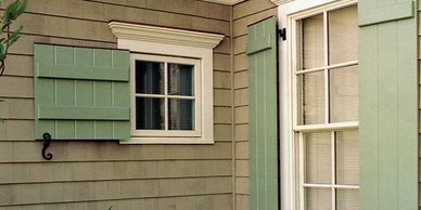 perfectly colored board and batten shutters