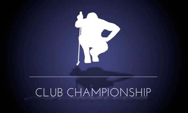 Golf club championship logo with a golfer silhouette.