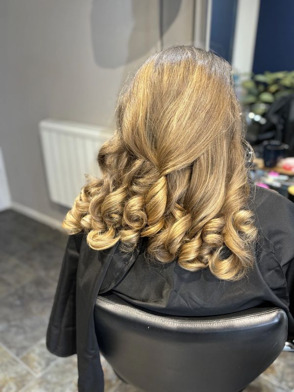 Women's long curled hair
