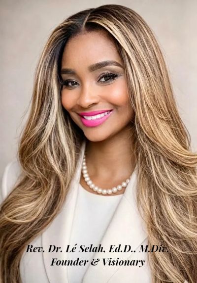 Professional portrait of a smiling woman with long blonde hair and pearl necklace.