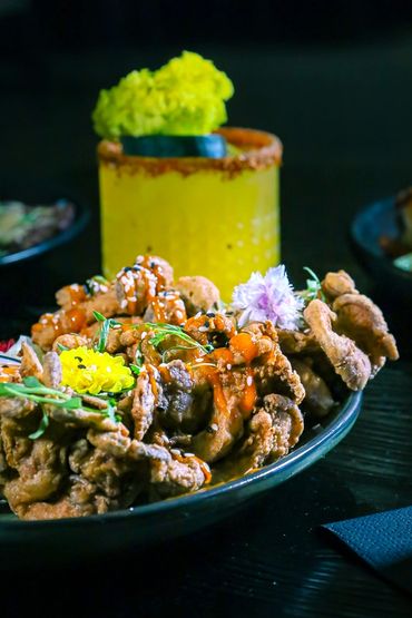 Mushroom calamari and Xitlali cocktail