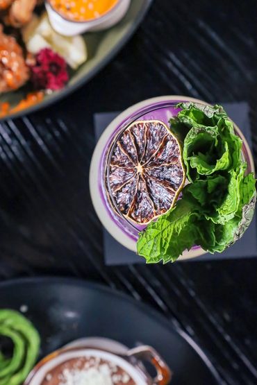 Mixology cocktail Buckhorn Baths with butterfly pea tea