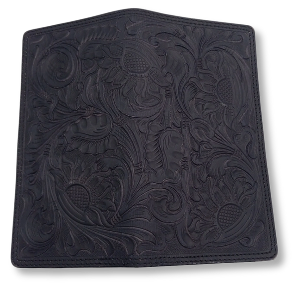 Discover timeless western floral with this intricately hand-tooled leather wallet from Western Craft