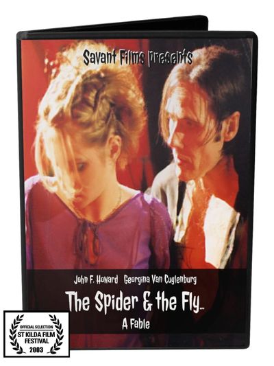 A DVD cover. An ominious looking man is following a pretty young woman. 