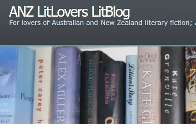 A row of books beneath the title of the ANZ LitLovers LitBlog site.