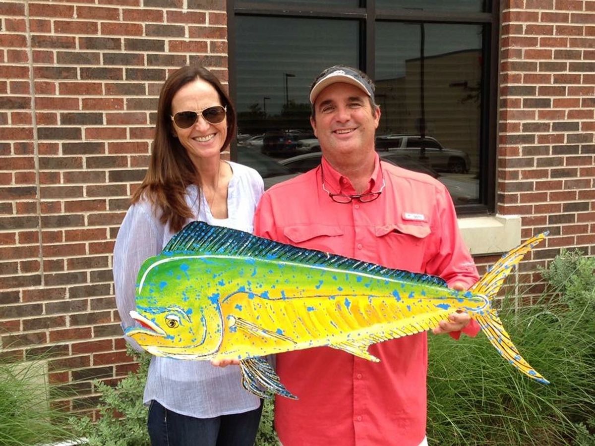 Hand crafted metal art dorado mahi mahi dolphin fish