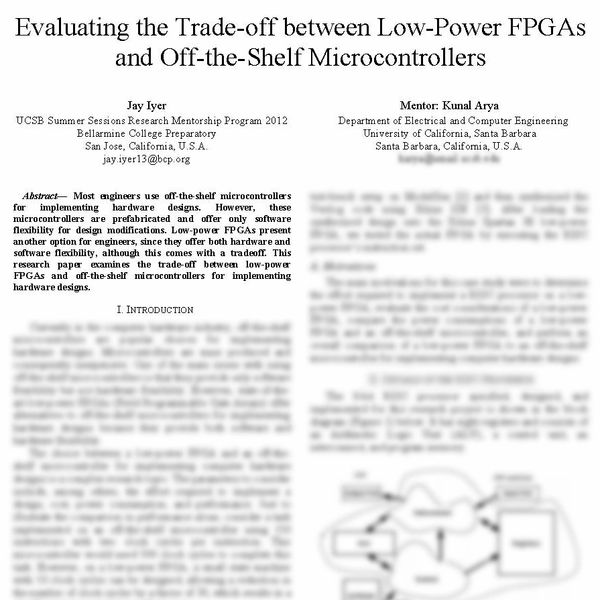 Research paper "Evaluating the Trade-off between Low-Power FPGAs and Off-the-Shelf Microcontrollers"