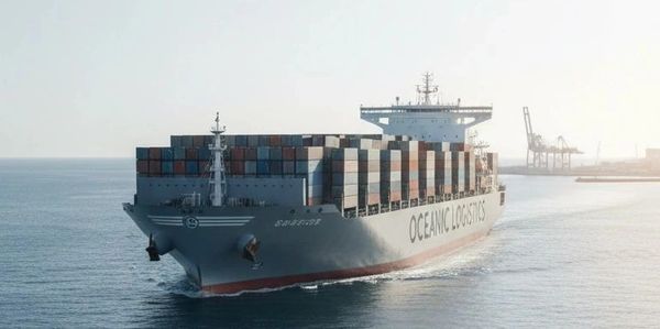 Large container ship named Oceanic Logistics sailing with loaded containers.