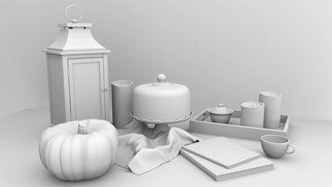 Fall Still Life, 3D Model (Maya, RenderMan AO)
